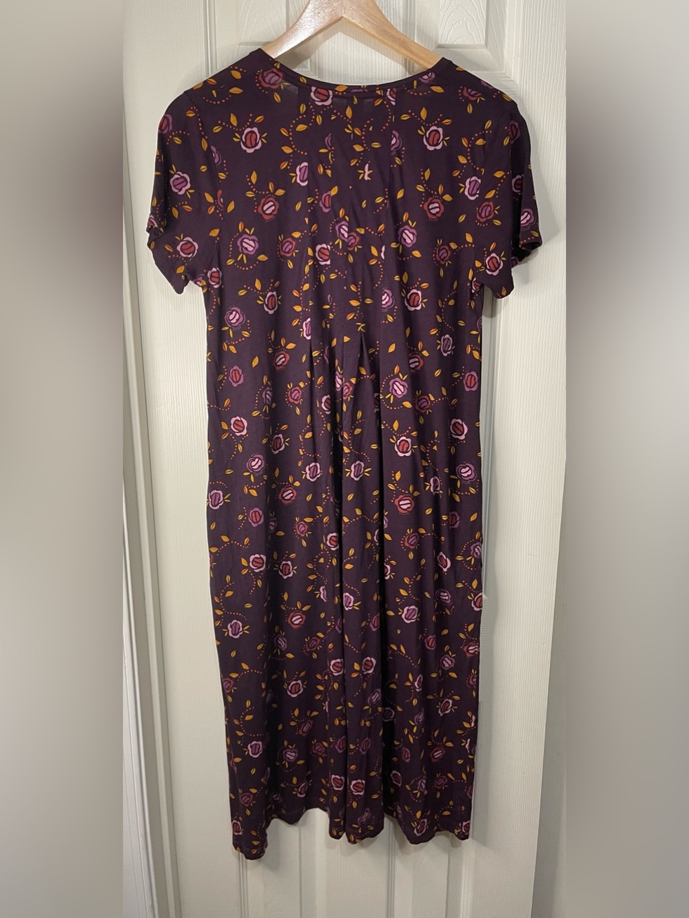 Gudrun Sjoden Purple Whimsical Floral Organic Cotton Midi Dress with Pockets Med - Picture 5 of 5
